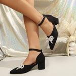 2026summer New Heel Pointed Toe Strap High-Heeled Sandals Women's Bow Pumps