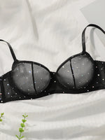Sparkling sexy ultra-thin mesh underwear set with large chest and small display steel ring support anti sagging bra set YS3034