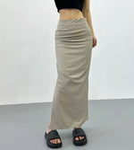 2026 New Pleated Side High Slit Half Length Skirt Women's Summer Spicy Girl Pure Desire Slim Wrap Hip Solid A-line Skirt 7MHN