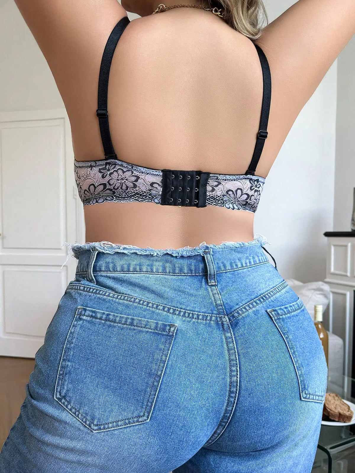 Women's Plus Size Underwear Half Cup Pull Together Sexy Lace Flower Steel Ring Design Suitable for Full Women 90D-105D B2359
