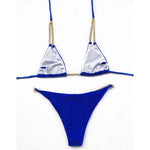 7 Colors Sexy Halter Bikini Female Swimsuit Women Swimwear Two-Pieces Bikini Set Metal Chain Bather Bathing Suit Swim Lady V2362