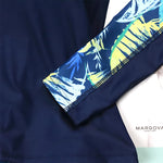 2026 Sexy Floral Long Sleeve Two-Piece Women's Surfing Swimsuit Drawstring Swim Tankini Rash Guard Beachwear Bathing Suit Female