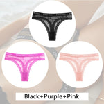 3Pcs/set Lace Thongs Women Floral G-string Underwear Trendy Letter T-Back Underpants Sexy Low Waist Bikini Panties Ladies Panty