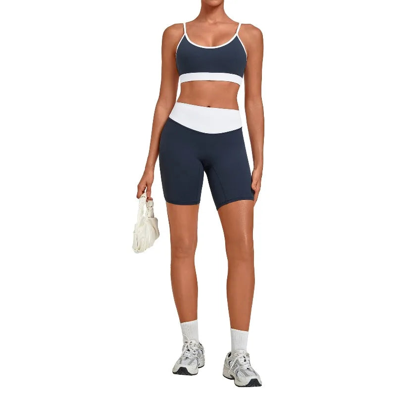Women's Yoga Set Fitness Sports Gym High Waist Hips-Lift Shorts Slim Fit Backless Bra Suits Training Workout Running Sets