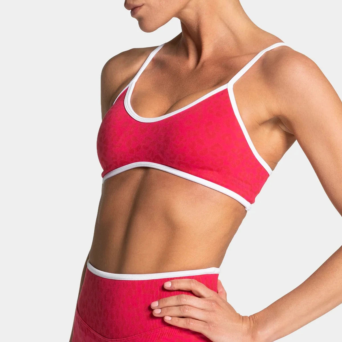 Braided Leopard Print Sports Bra - High Impact Support, Push-Up Design, Anti-Downward Shift, Breathable & Comfortable for Gym