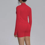 Women's Seamless Yoga Sets Sports Fitness Gym Zipper Long-Sleeve Jacket Hip Lift High-Waist Shorts Suits Workout Training Sets