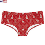 Merry Christmas Bells Print Women's Panties Low Waist Briefs Festive Comfortable Underwear Holiday Lingerie