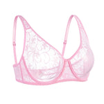 Bra For Womens Underwear Lace Bra Underwire BH Hollow Out Embroidery Perspective Sexy Lingerie Tops Plus Size Brassiere