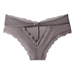 Back Crossing Bandage Hollow Out Sexy Panties Lace Edge Seamless Underwear Women Transparent Lingerie Ice Silk Briefs Thong