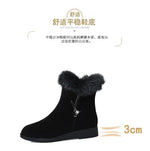 Plush Womens Boots Comfortable Hick-soled Fur Shoes Fashion Ladies Shoes Zipper Women Vulcanized Shoes Anti-slip Chaussure Femme