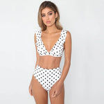 2026 Sexy Bikini Women Swimwear Swimsuit Dot Ruffle High Waist Deep V Bikinis Set Beach Bathing Suit Female Trajes De Bano Mujer