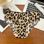 1pcs Seamless Panties Ladies Leopard Print Sexy Underwear Zebra Stripe Briefs Ice Silk Panty Invisible No Trace Solid Underpants