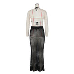 DEKA Beach Cover Up High Split Crochet Knitted Tunic Beach Dress Beach Wear Beachwear Women Long Knit Hollow Tassels Skirt Suit
