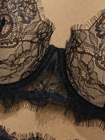 Ladies' Basic Style Thin Lace Bra And Panty Set Seamless Single Layer Eyelet Underwear Comfortable Intimate Apparel