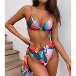 S - XXL Leopard Printed High Waist Bikini Female Swimsuit Women Swimwear Three-piece Bikini set Bather Bathing Suit Swim V2805SW