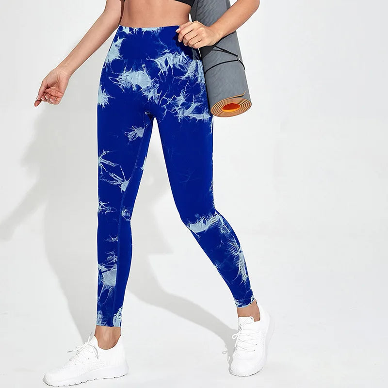 47 Color Marbling Tie-Dye Seamless Yoga Pants Sports Leggings Women Running Fitness High Waist Gym Leggings Women Workout Tights