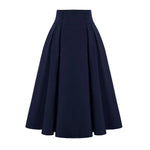 A-Line Midi Skirt Women Skirt Elastic High Waist Contrast Color Plaid Print Large Hem Mid-Calf Length Skirt Daily Wear