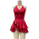 Hot Girl Slim Halter Neck Mini Dress Solid Color V-neck Single-breasted Layered Ruffles Bodycon Short Dresses Fashion Female New