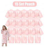6-15Pcs Multicolors Spa Robes for Girls Spa Birthday Kimono for Girls Soft Silk Satin Slumber Sleepover Pyjama Party Supplies