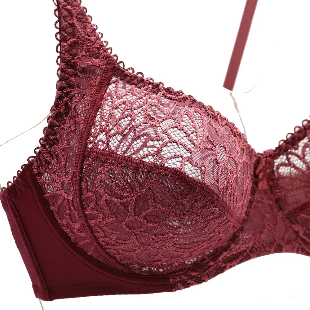 Bras For Womens Lace Bra Lager Bosom See Through Underwire Sexy Lingerie BH Tops Plus Size C D DD E F Cup