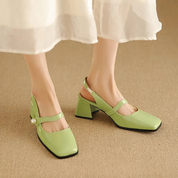 NASBAVI New Summer Leisure Green Women Sandals Comfortable Rubber Sole Fashionable Square Head Shape