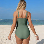 Vintage Army Green Swimwear Women Oversize 2026 Pleate Cross Tummy Control One Piece Swimsuit Bathing Suit Holiday Monokini