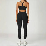 Women's Seamless Yoga Set Quick Drying Slim Fit High-end Feeling Exposed Feeling Set Outdoor Sports and Running Fitness Set