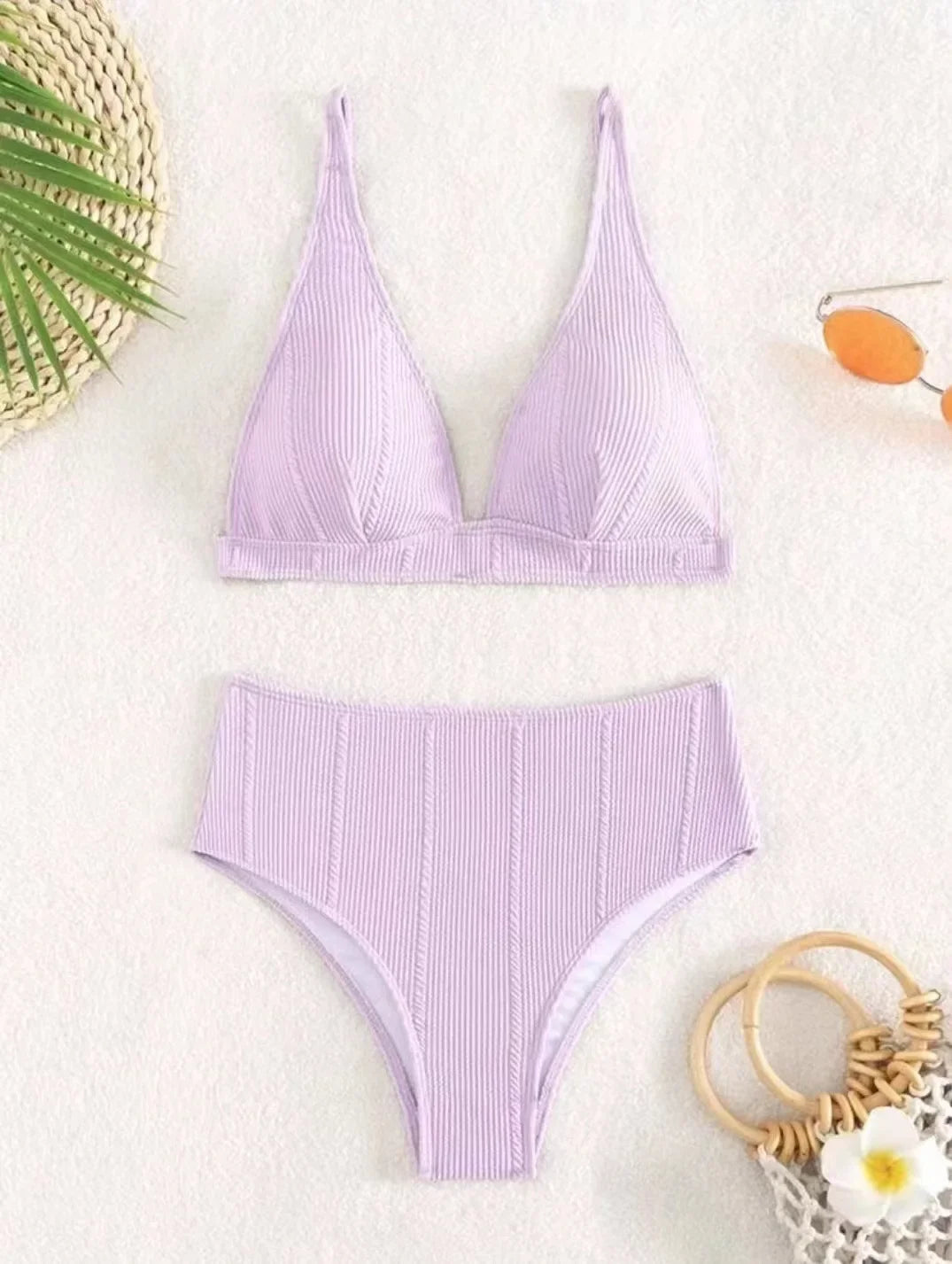Sexy High Waisted Bikini 2025 Women Swimsuit Two Piece Swimwear Female White Bikinis SetSwim Bathing Suits Brazilian Biquini