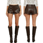 Womens PU Leather Shorts Summer Zip Side Mid Rise Mini Shorts for Daily Life Party Club Hiphop Casual Stylish Short Pants