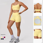 Women's 2 Piece Yoga Suit Fitness Gym Sports Set Hip Lifting High Waist Tracksuit Quick Drying Breathable Running Set