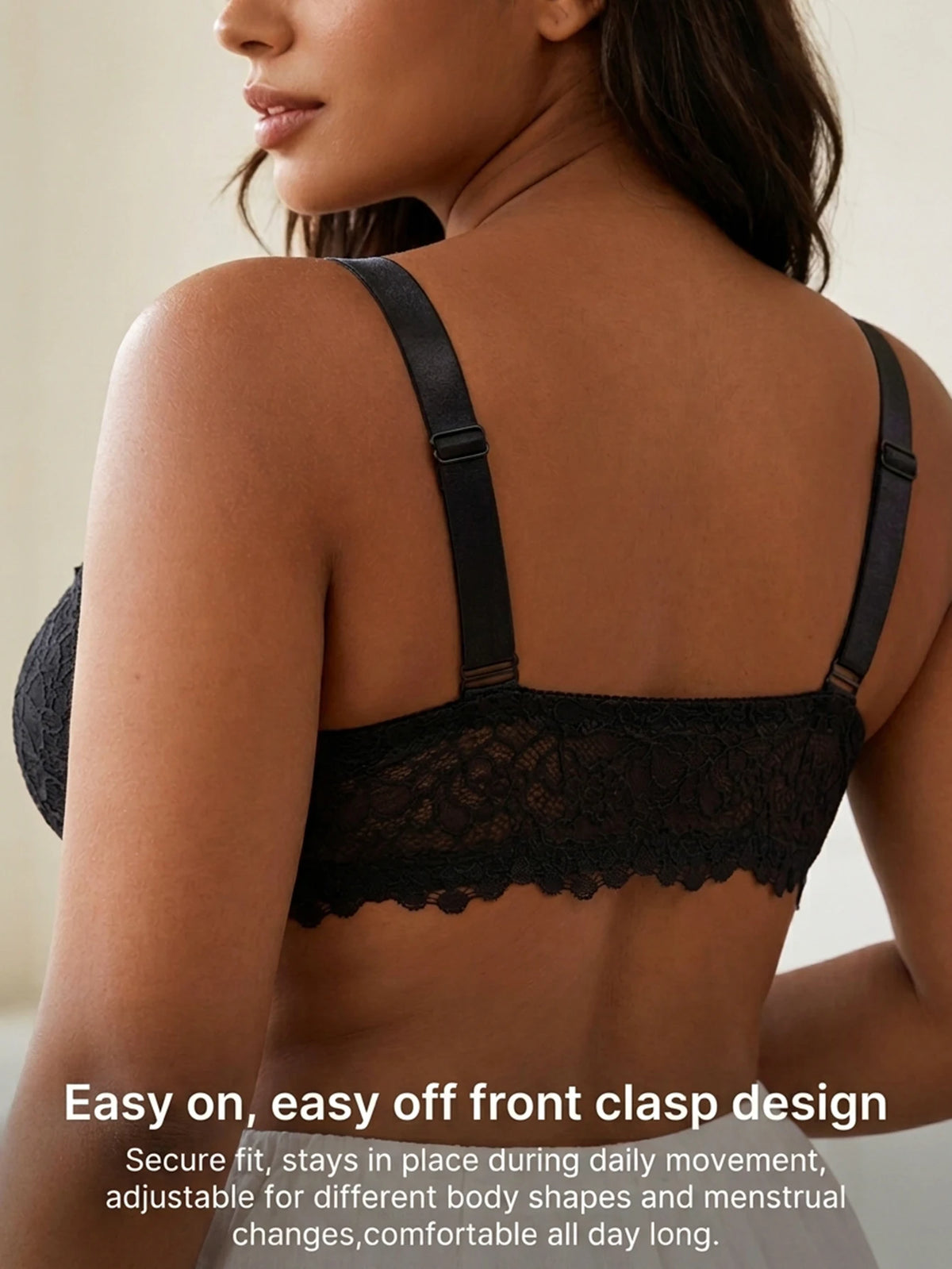 Women's C D E Cup Floral Lace Bra Side Gathering Close-Fitting Shaping Underwire Bra Thin Breathable Comfortable Bra