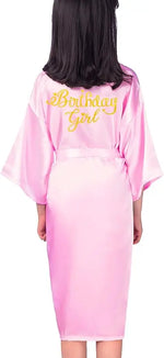 Birthday Squad Birthday Girl Princess Robe Spa Robes for Girls Party Satin Silk Kimono Robes Party Supplies