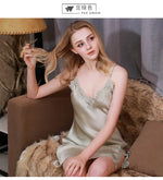 100% Pure Silk Pajamas for Women Mulberry Silk Sexy Silk Suspenders for Women Sexy Nightwear Women's Nightie Sleepwear