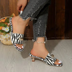 Fashionable High Heel Sandals Women's Summer Beach Shoes Thin Heel Large Size Ladies Slippers