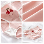 Cotton Panties Comfy Underwear Women Low Waist Briefs Female Underpants Lingerie Ladies Pantys M-XL Cherry Printed Design