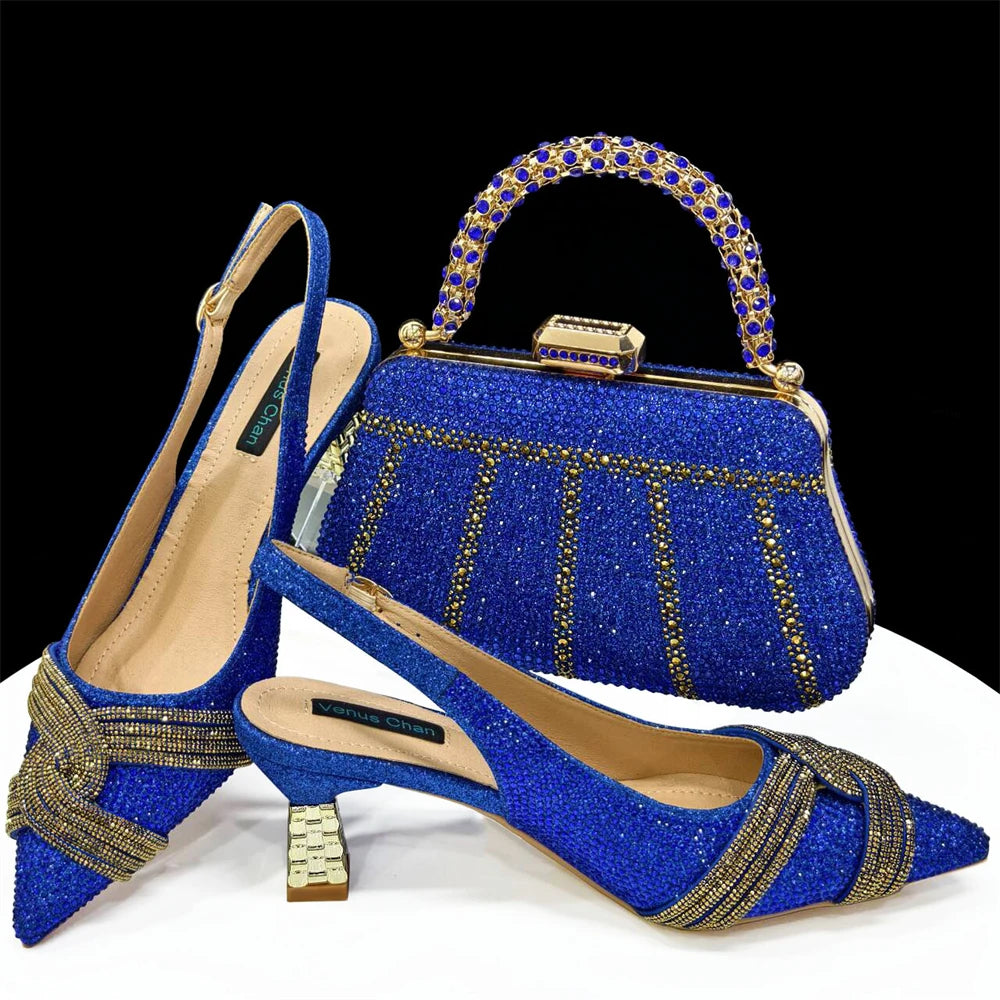 Doershow Lastest Italian Design Fashion Style Ladies Shoes with Matching Bag Set 2024 Nigerian Shoes and Bag Set HAS1-5