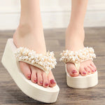 Big Size 42 Fashion Flip Flops For Women Summer Wedges Shoes EVA Sole String Bead Female Indoor Beach Slippers Slip-on Sandals