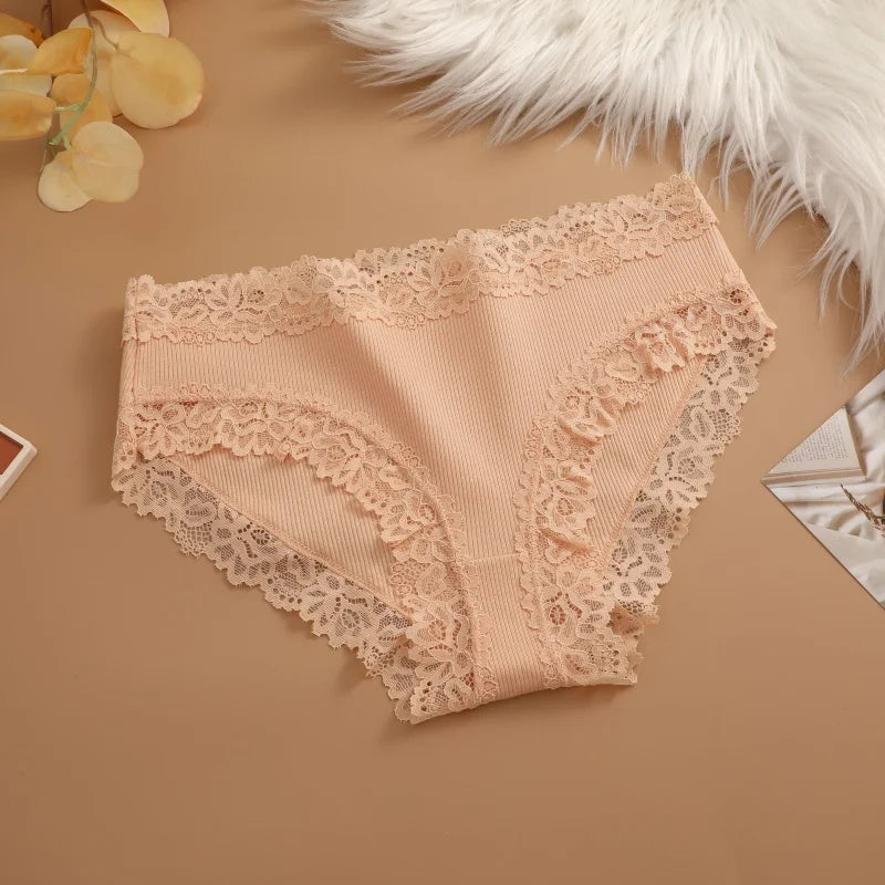 Sexy Cotton Lace Panty Women Low Waist Panties Underwear S-XL Solid Color Ladies Briefs Lingere Underware Comfortable Women