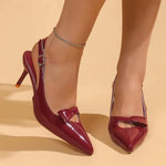【Measure your feet length before order】Sexy Women Stiletto High Heel Pointed Toe Bow Sandal Slingback Party Dress Shoe