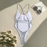 Printed Extreme Mini Micro Thong Women Swimwear One Piece Swimsuit Female Cross Back High Cut Monokini Bather Bathing Suit Swim