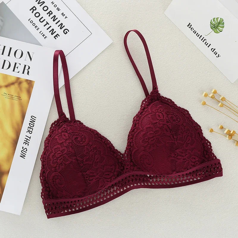 Lace Bralette Women Sexy Lingerie Non-wire Bra Triangle Cup Female Padded Underwear Push Up Bras