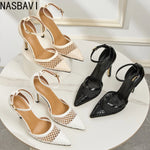 2026 Summer New Style - Three-color Mesh Open Toe Business Shoes with Round Tops, Small Inner Cuts, Thin High Heels