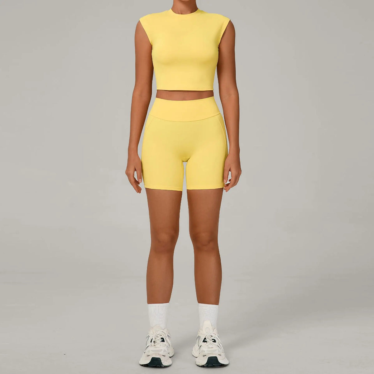 Naked Yoga Sets Women Quick Drying Slim Sports Shirt Fitness Suit Outdoors Sport High Waist Shorts Tight Running Workout Clothes