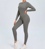 Hearuisavy Summer V Back Sports Jumpsuit Yoga Clothes Rompers Women Long Sleeveles Workout Bodysuits Backless One-piece Suit