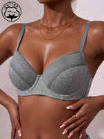 Women Solid Cotton Bra Lace Full Coverage Support Push Up Bra Skin-friendly Comfort Adjustable Lingerie