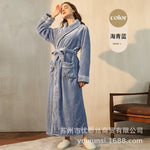 Long Flannel Robe for Men Women Warm Home Pajamas Loungewear 2026 Autumn Winter New Thick Coral Fleece Couple Bathrobe