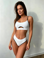 New Solid Color Two Piece Bikini Set Women Sporty Casual Push Up Tummy Control Swimsuit Swimwear Beach Vacation Summer Swimsuit