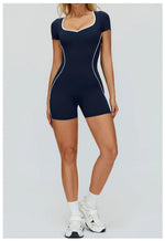 Yoga Set Women's Tracksuit Yoga Overalls One-Piece Sportswear Women's Short Sleeves Gym Workout Clothes Fitness Stretch Bodysuit