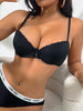 1PCS Lace Trim Women Bra Solid Ribbed Push up Bra with underwire Daily Comfort Female Underwear XS-XL