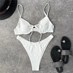 New Sexy White Wrinkled Mid Waist Bikini Women Swimwear Female Swimsuit Two-pieces Bikini set Bather Bathing Suit Swim K3041